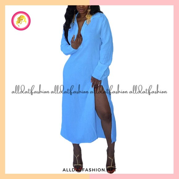 Shane Casual Plus Size Dresses Sexy V Neck Flowy Dress - Picture 3 of 3